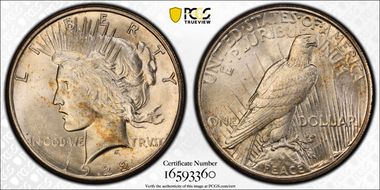 1922-S $1 VAM 10, Extra Ray MS63