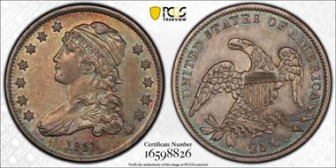 1831 25C Large Letters AU58