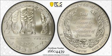 2010-W $1 Disabled Veterans MS70