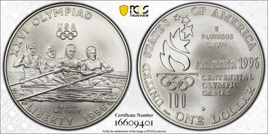 1996-D $1 Rowing MS70