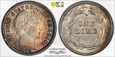 1896 10C AU58
