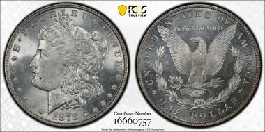 1878 8TF $1 VAM 20 Doubled Date MS64