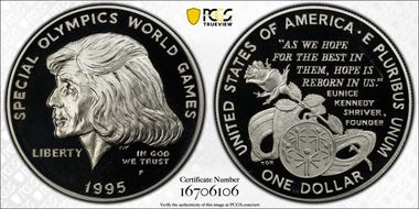1995-P $1 Special Olympics PR70DCAM