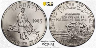 1995-S 50C Civil War MS70