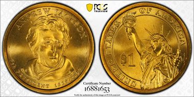 (2008) $1 Missing Edge Lettering Andrew Jackson - Satin Finish SP66