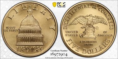 1989-W $5 Congress MS70