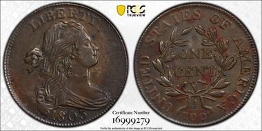 1803 1C S-261, Sm Date, Lg Frac AU55BN