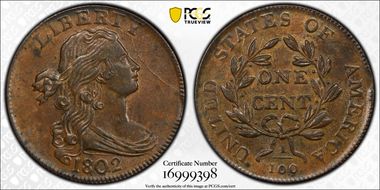 1802 1C S-231, No Stems MS62BN