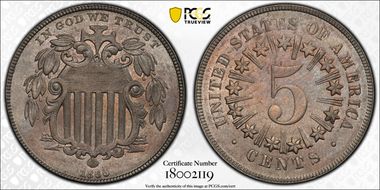 1866 5C AU58