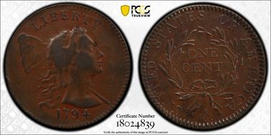 1794 1C Head of 1793, S-20b AU50BN