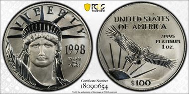 1998 $100 Statue of Liberty MS68+ 