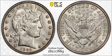 1892-O 50C AU55