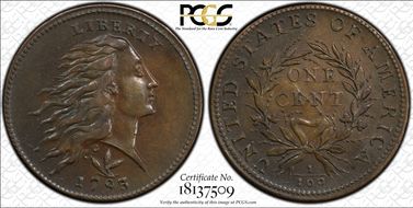 1793 1C Wreath, Vine and Bars AU55BN