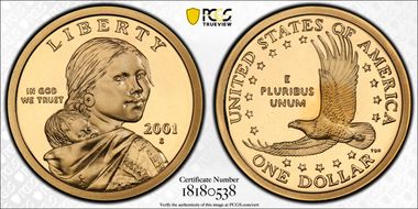 2001-S SAC$1 PR70DCAM