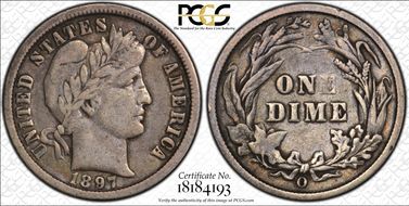 1897-O 10C VF30