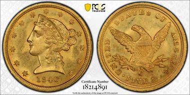 1840-C $5 MS64+