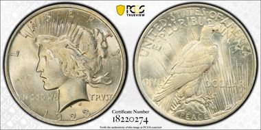 1923 $1 VAM 3 Doubled Reverse AU58