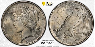 1922 $1 VAM 5C, TDR Eroded Face MS64