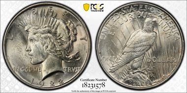 1922 $1 VAM 4 Doubled Motto AU58