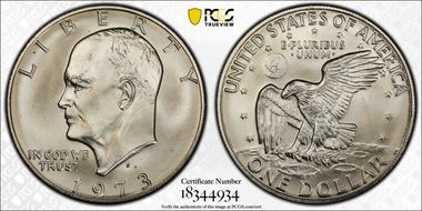 1973-S $1 Silver MS68