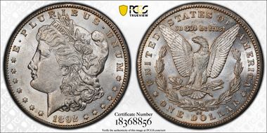 1892-CC $1 AU58