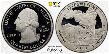 2010-S 25C Yellowstone NP - Silver PR70DCAM