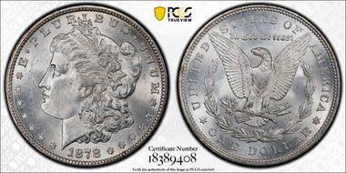 1878 7TF $1 VAM 222A, Face Chips MS63+