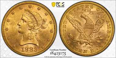 1883 $10 MS62