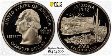 2008-S 25C Arizona PR70DCAM