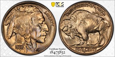 1938-D 5C Overmintmark, FS-514 MS66