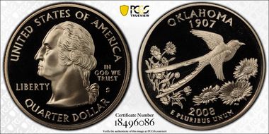 2008-S 25C Oklahoma PR70DCAM