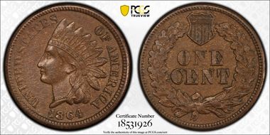 1864 1C Bronze MS63BN
