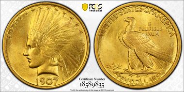 1907 $10 Indian MS64