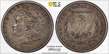 1878-S $1 VAM 27 Long Arrow Shaft AU50