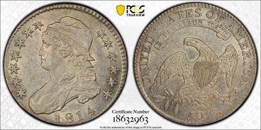 1814 50C Overton 107 AU50