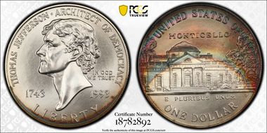 1993-P $1 Jefferson MS68