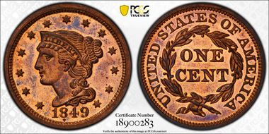 1849 1C Newcomb 18 PR65RB
