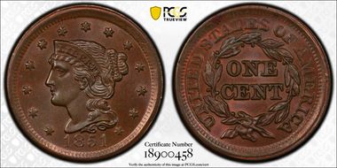 1851 1C Newcomb 41 MS66BN