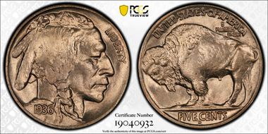 1936-D 5C MS66