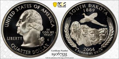 2006-S 25C South Dakota Silver PR70DCAM