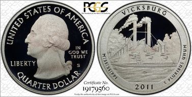2011-S 25C Vicksburg NP - Silver PR70DCAM