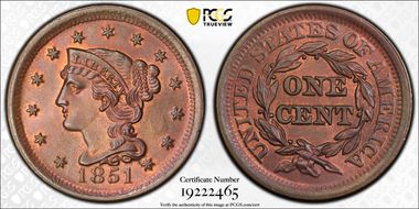 1851 1C Newcomb 30 MS65RB