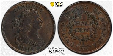 1804 1/2C C-13 MS62BN