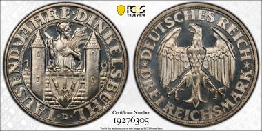 1928-D 3 Mk Dinkelsbuhl J-334 PR66CAM