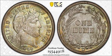 1908-D 10C MS67+