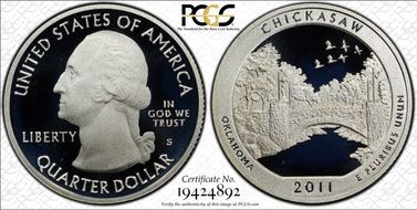 2011-S 25C Chickasaw NP - Silver PR70DCAM