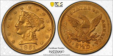 1851 $2.50 AU55