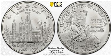1996-D $1 Smithsonian MS70