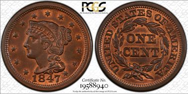 1847 1C N-24 MS65+ RB