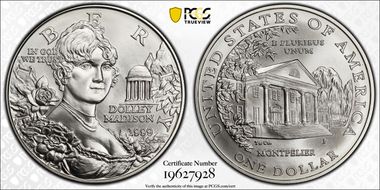 1999-P $1 Dolley Madison MS70